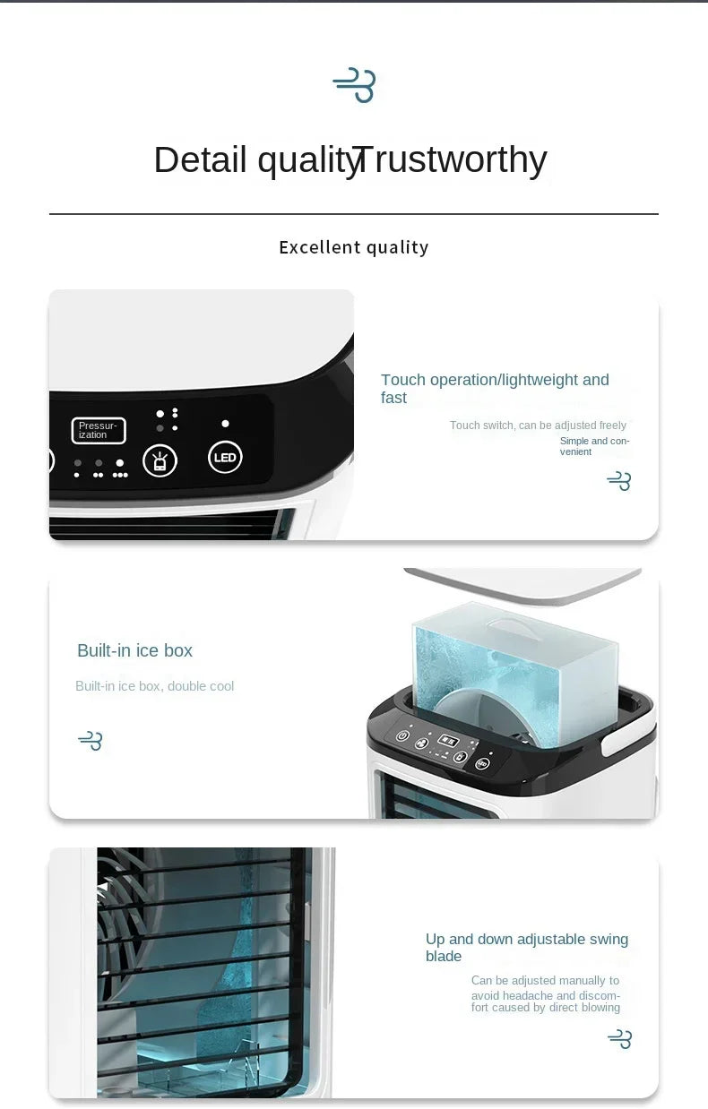 Ar condicionado portátil de mesa com atomização ultrassônica